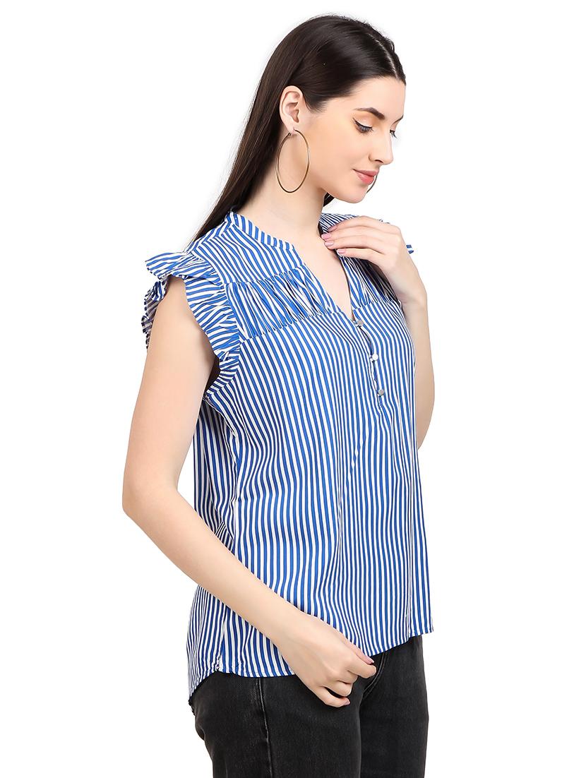 women prnted mandrain neck straight top - 21352088 - Standard Image - 2