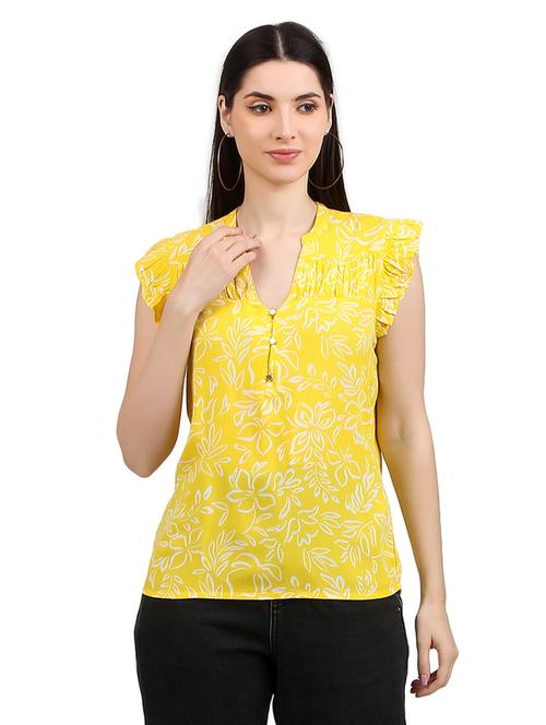 women prnted mandrain neck straight top - 21352092 - Standard Image - 0