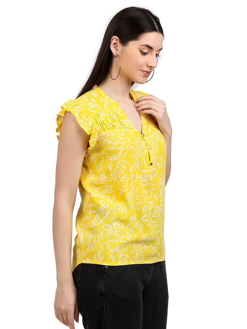women prnted mandrain neck straight top - 21352092 - Standard Image - 2