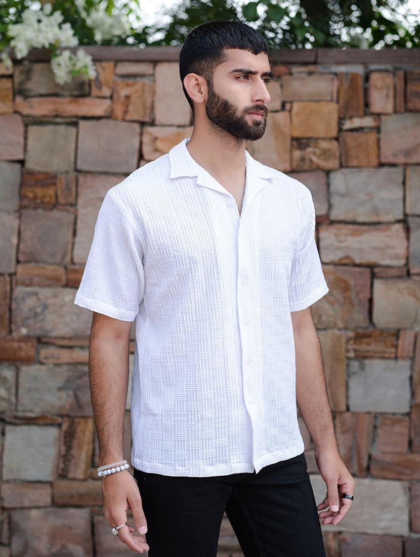 men solid cuban collor casual shirt - 21352104 - Standard Image - 2