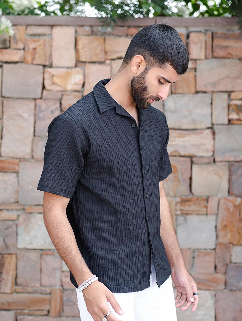 men self design cuban collor casual shirt - 21352105 - Standard Image - 2
