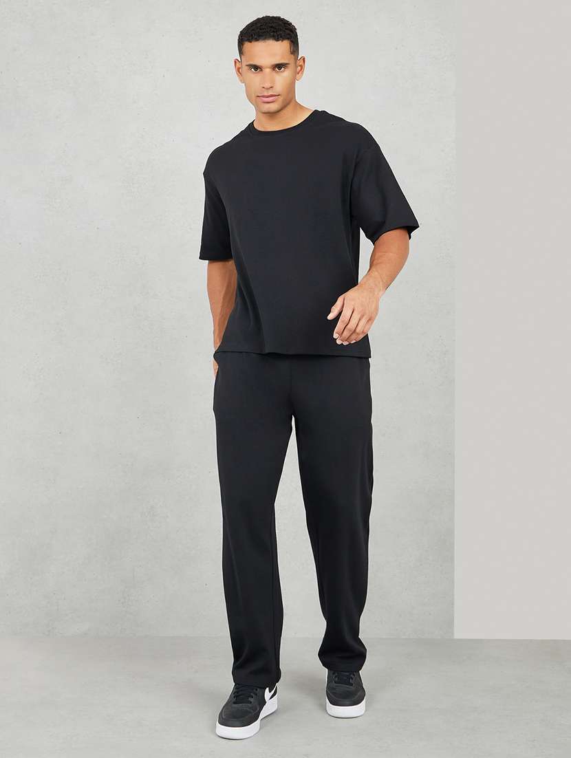 men black cotton blend co-ord set - 21352106 - Standard Image - 2