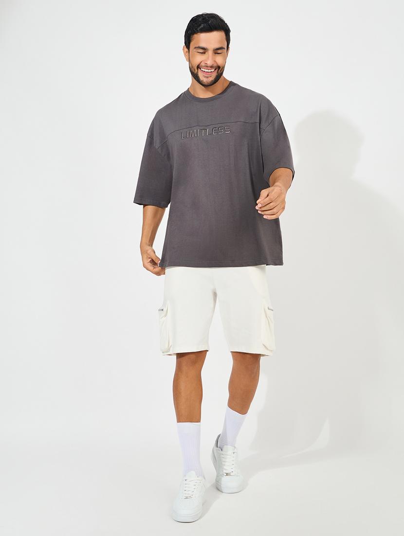 men grey cotton plain t-shirt - 21352116 - Standard Image - 2