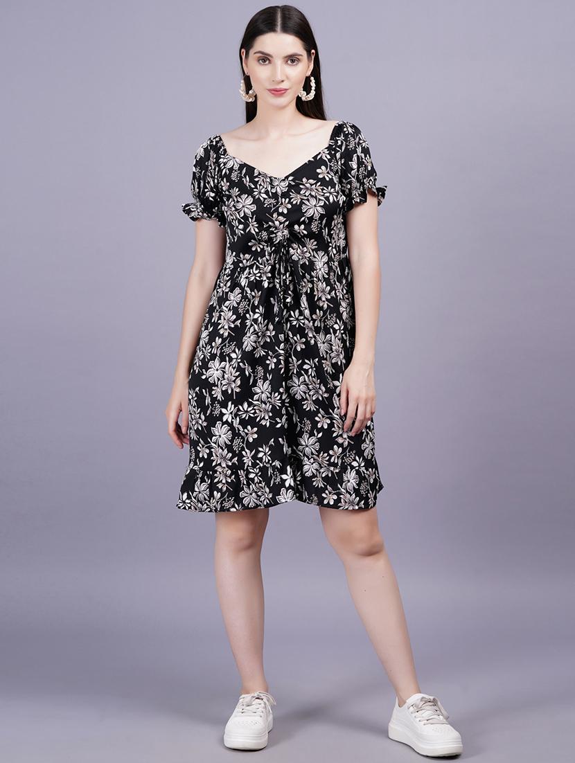 women floral print short sleeves a-line dress - 21352147 - Zoom Image - 0