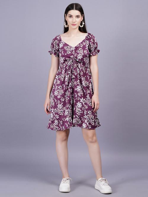 women floral print short sleeves a-line dress - 21352150 -  Standard Image - 0