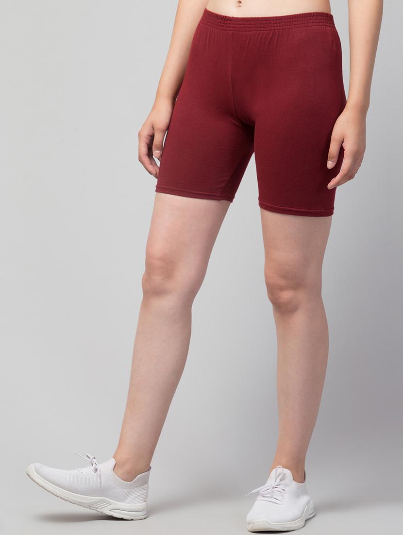 women's solid mid rise active wear shorts - 21352555 - Standard Image - 2
