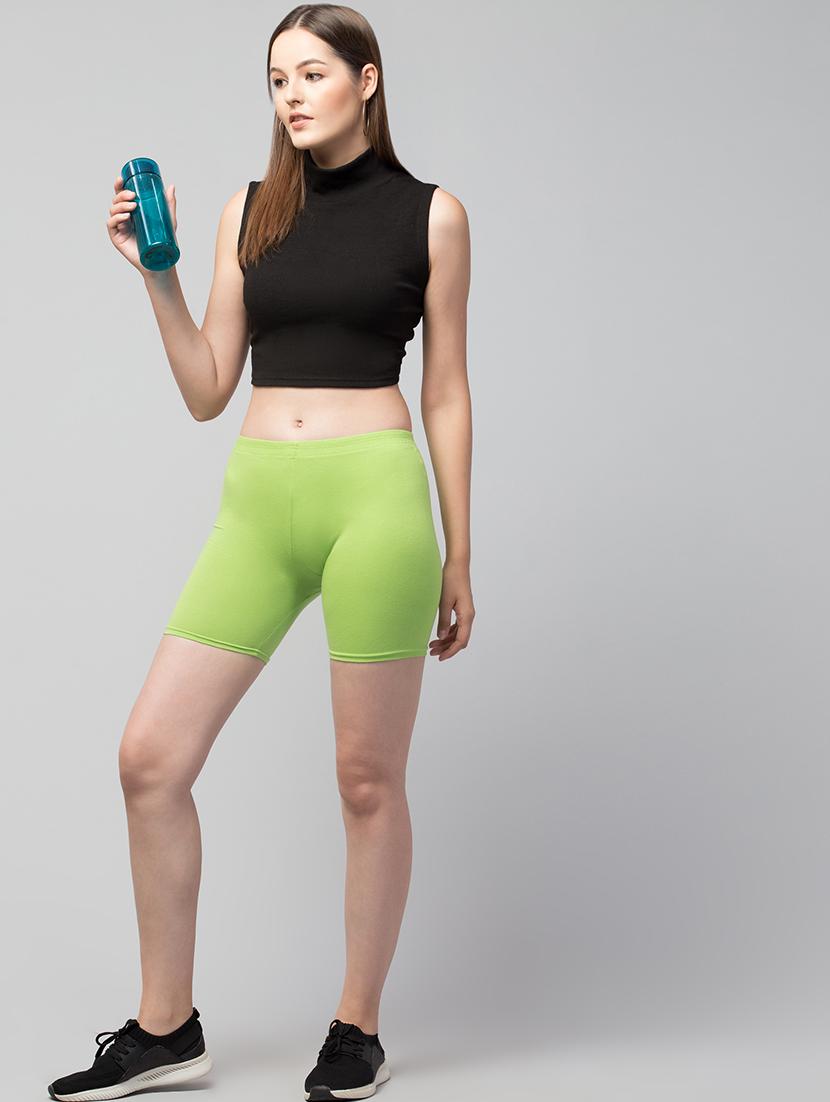 women's solid mid rise active wear shorts - 21352556 - Standard Image - 2