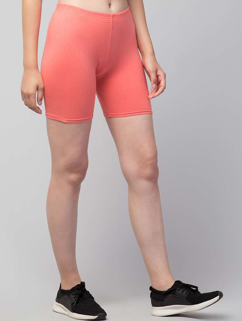women's solid mid rise active wear shorts - 21352569 - Standard Image - 2