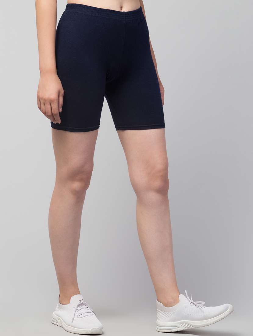 women's solid mid rise active wear shorts - 21352572 - Standard Image - 2