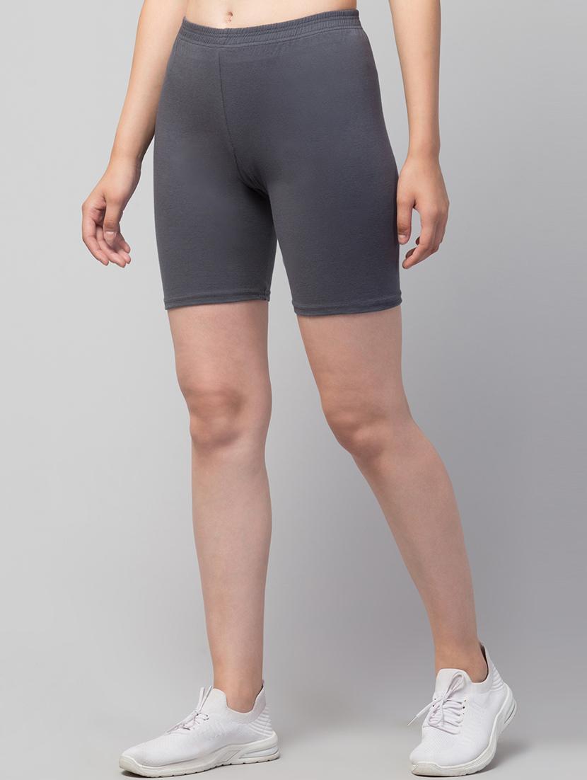 women's solid mid rise active wear shorts - 21352577 - Standard Image - 2