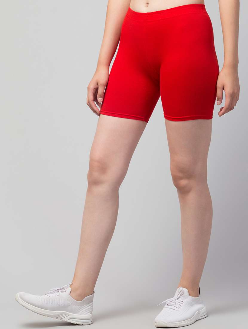 women's solid mid rise active wear shorts - 21352675 - Standard Image - 2