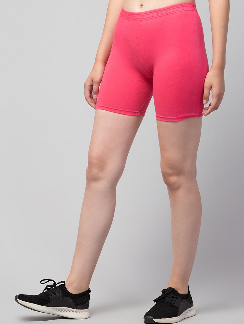 women's solid mid rise active wear shorts - 21352719 - Standard Image - 2