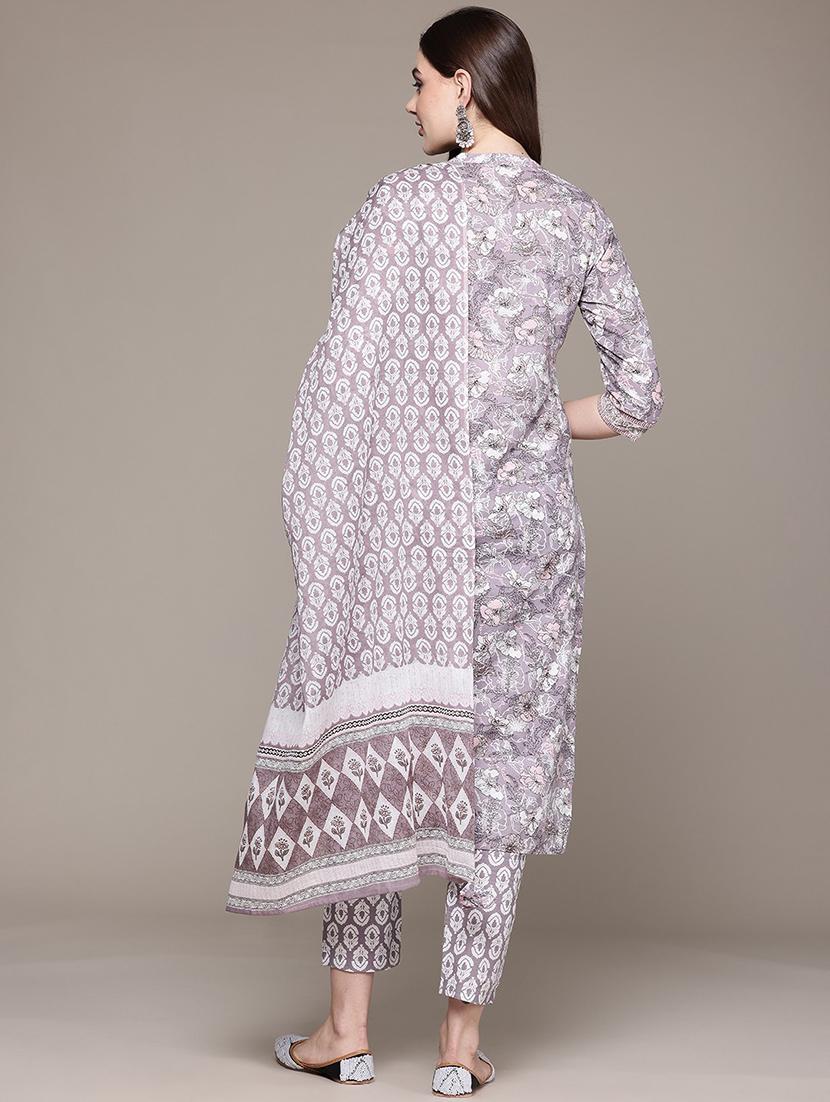 women three quarter sleeve kurta pant with dupatta set - 21352786 - Standard Image - 2