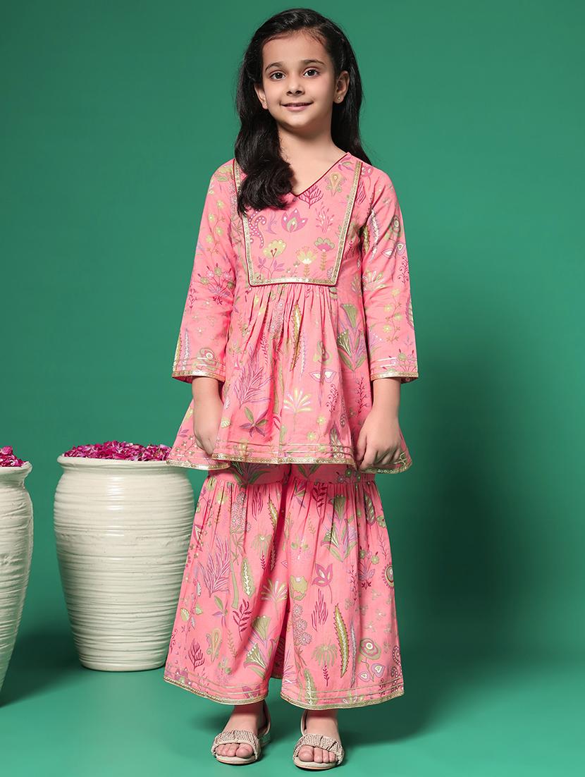 girls florals printed kurta sharara set