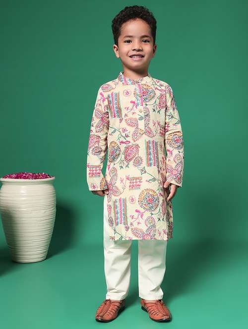 boys printed festive wear kurta set - 21352859 - Standard Image - 0