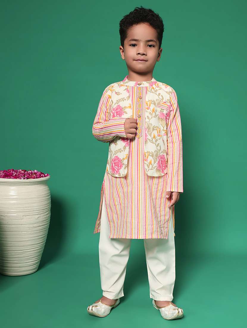 boys printed festive wear kurta set 