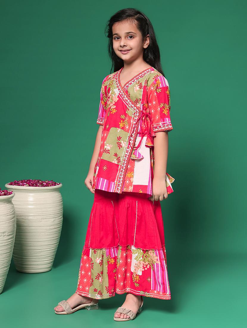 girls v neck kurta sharara sets - 21352868 - Standard Image - 2