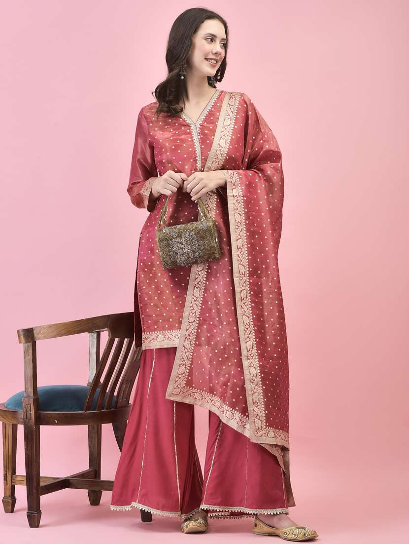 women long sleeve kurta sharara with dupatta set - 21353693 - Standard Image - 2