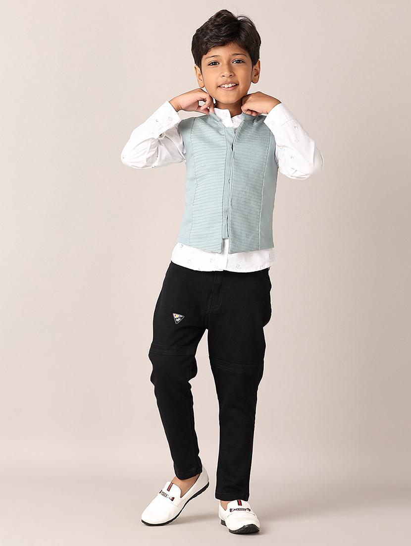 boys printed long sleeves shirt & jeans set