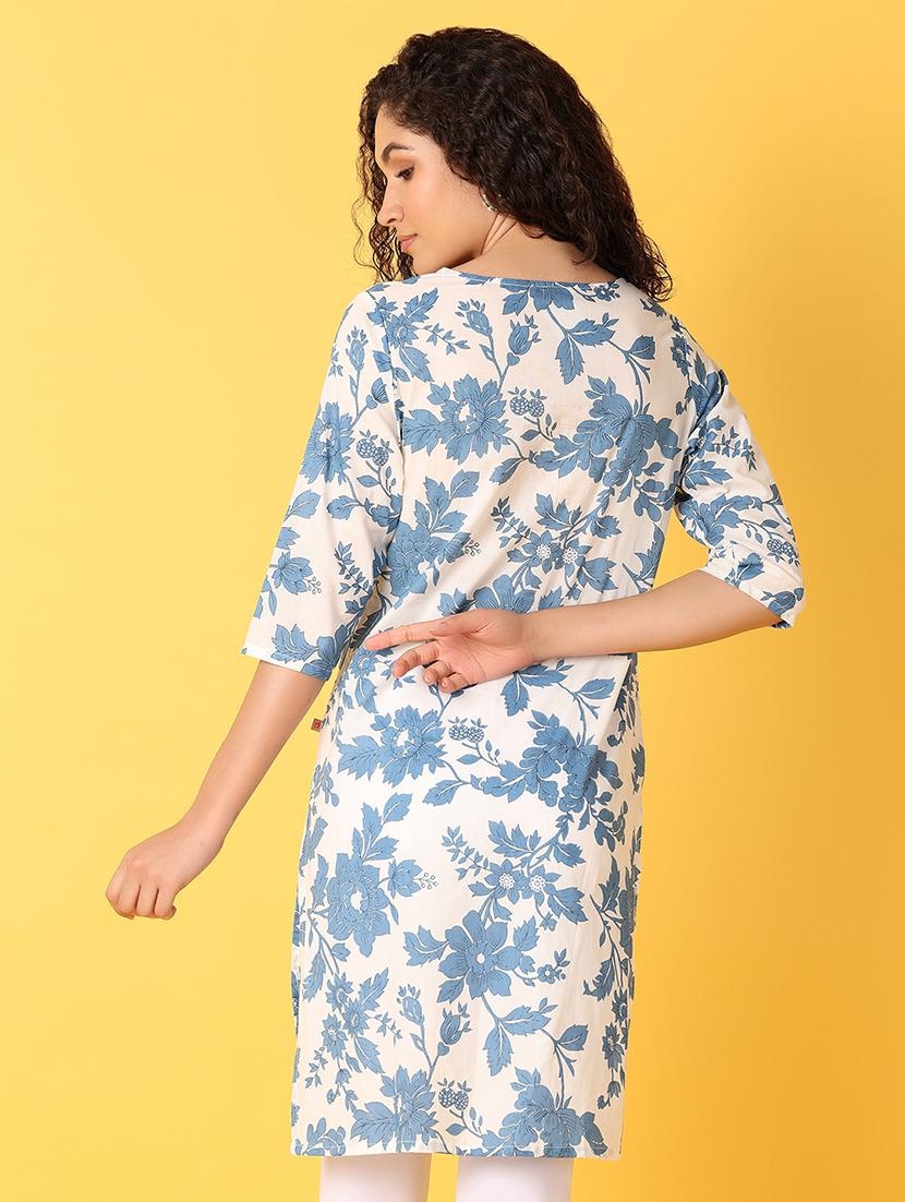 women three quarter sleeve straight kurta - 21353877 - Standard Image - 2