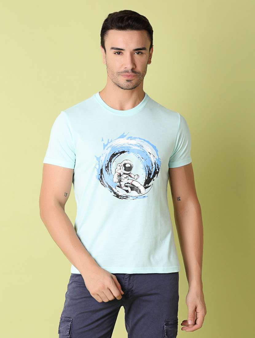 men front print short sleeve t-shirt