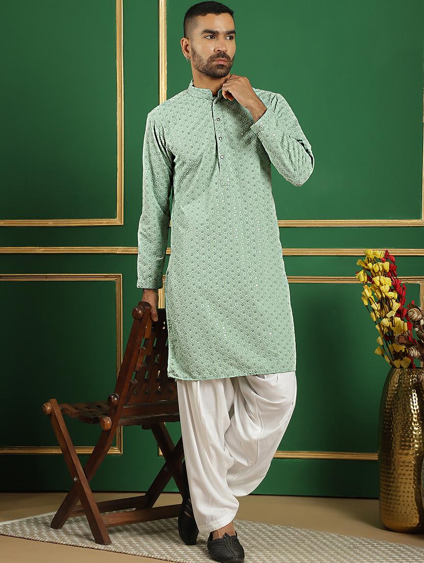 men mandarin neck embroidered long kurta - 21354502 - Zoom Image - 0
