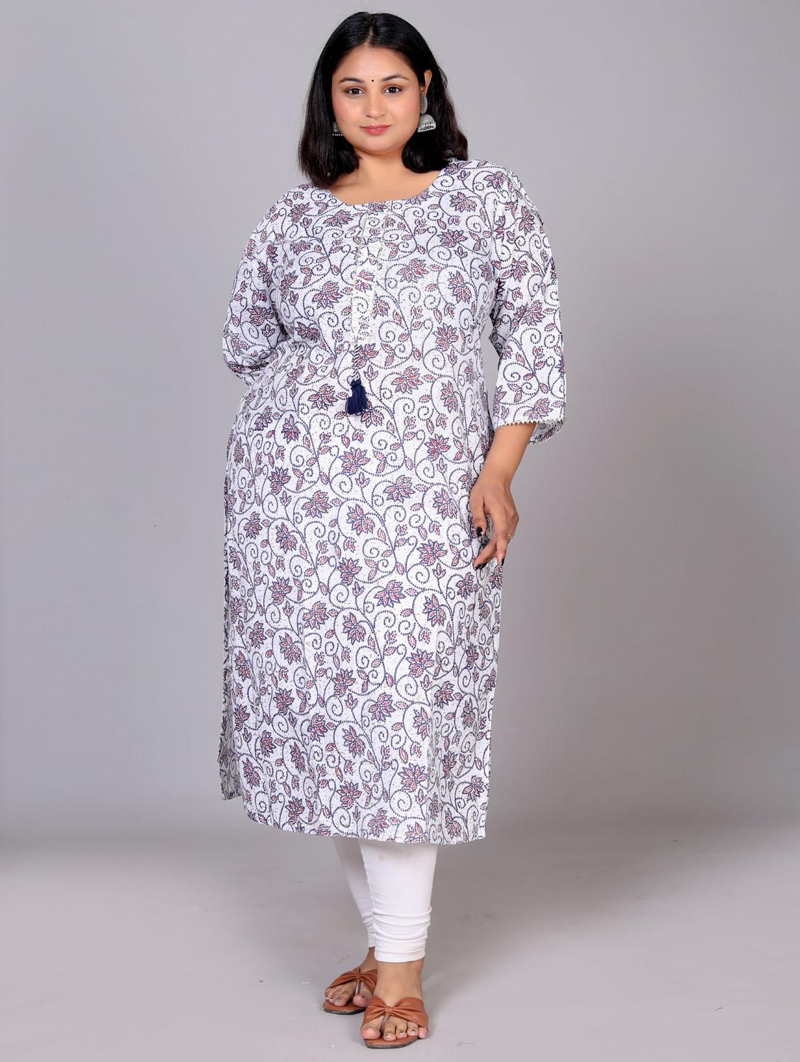 women three quarter sleeve plus size straight kurta - 21354512 - Zoom Image - 0