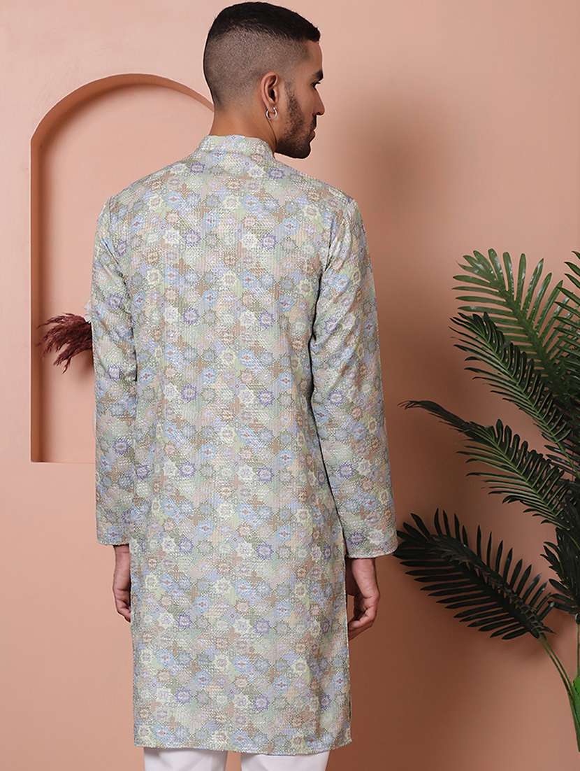 men mandarin neck embroidered long kurta - 21354524 -  Standard Image - 2