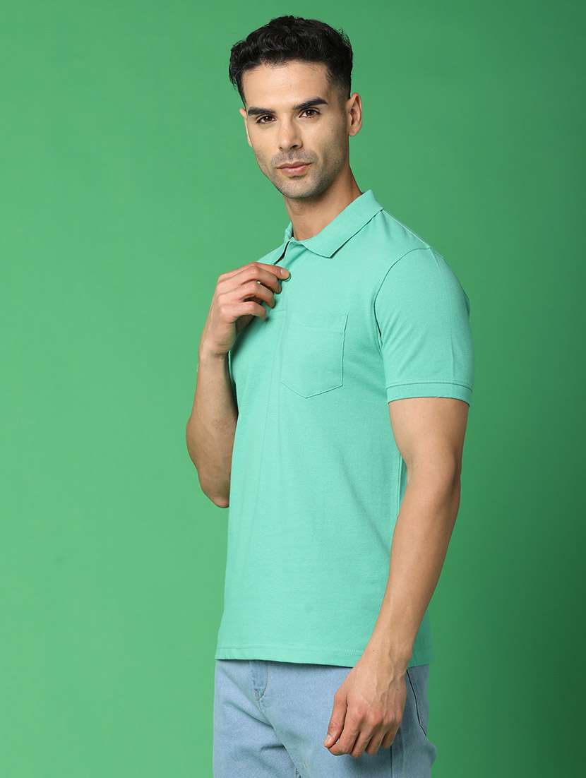 men polo neck solid t-shirt - 21354830 -  Standard Image - 2