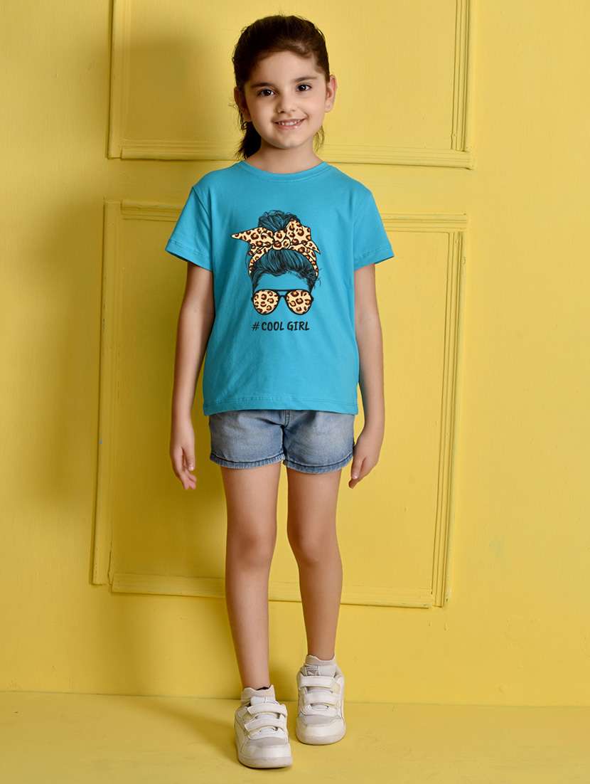 girl printed round neck cotton tee - 21355323 - Standard Image - 2