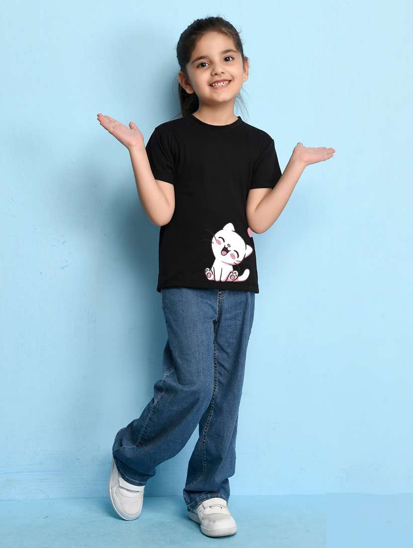 girls placement print round neck t-shirt - 21355377 - Standard Image - 2