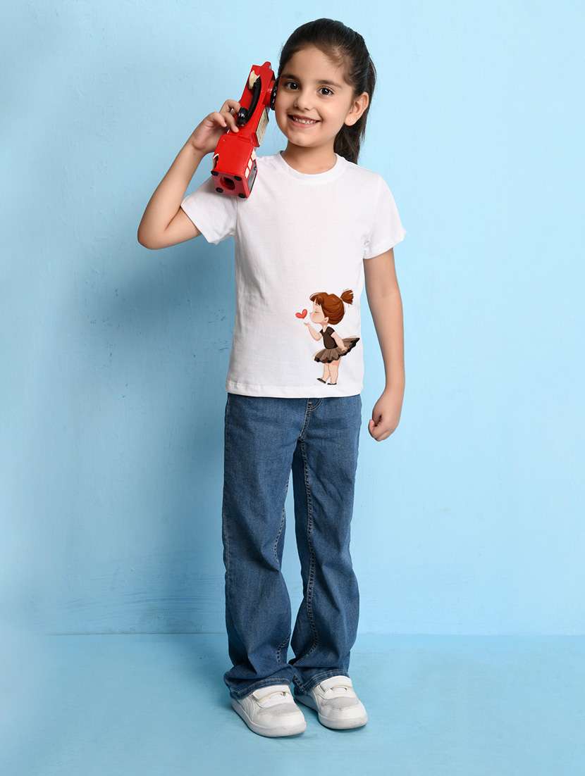 girls round neck placement print tees - 21355390 - Standard Image - 2