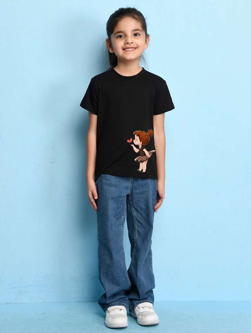 girls round neck placement print tees - 21355391 -  Standard Image - 2