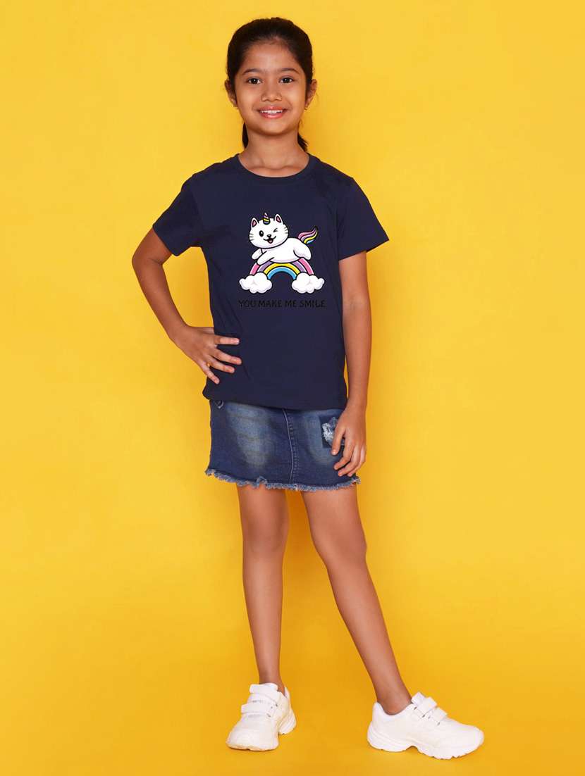 girls round neck graphic printed tees - 21355402 - Standard Image - 2