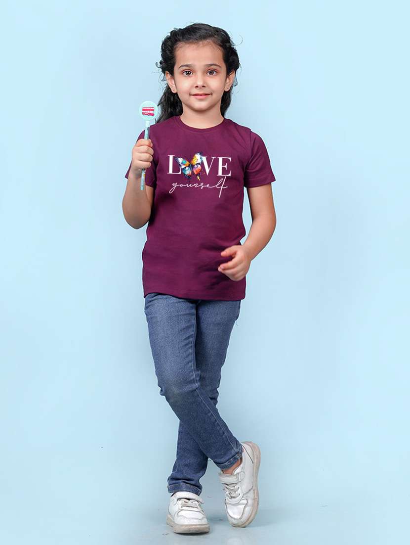 girls round neck graphic printed tees - 21355425 - Standard Image - 2
