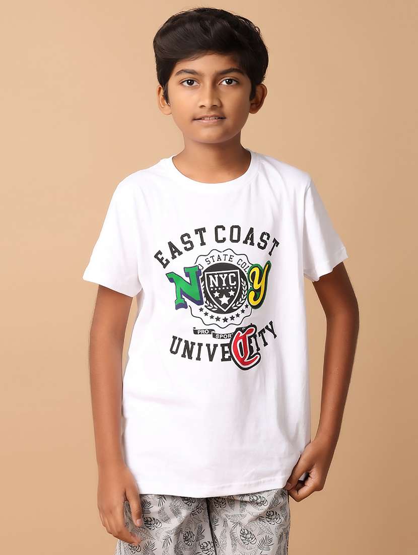 white front print cotton t-shirt