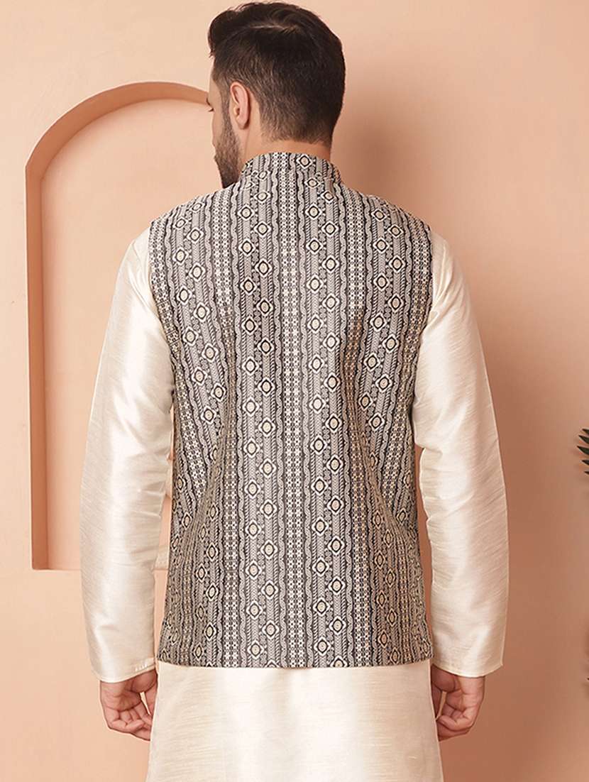 men mandarin neck self design nehru jacket - 21355649 - Standard Image - 2