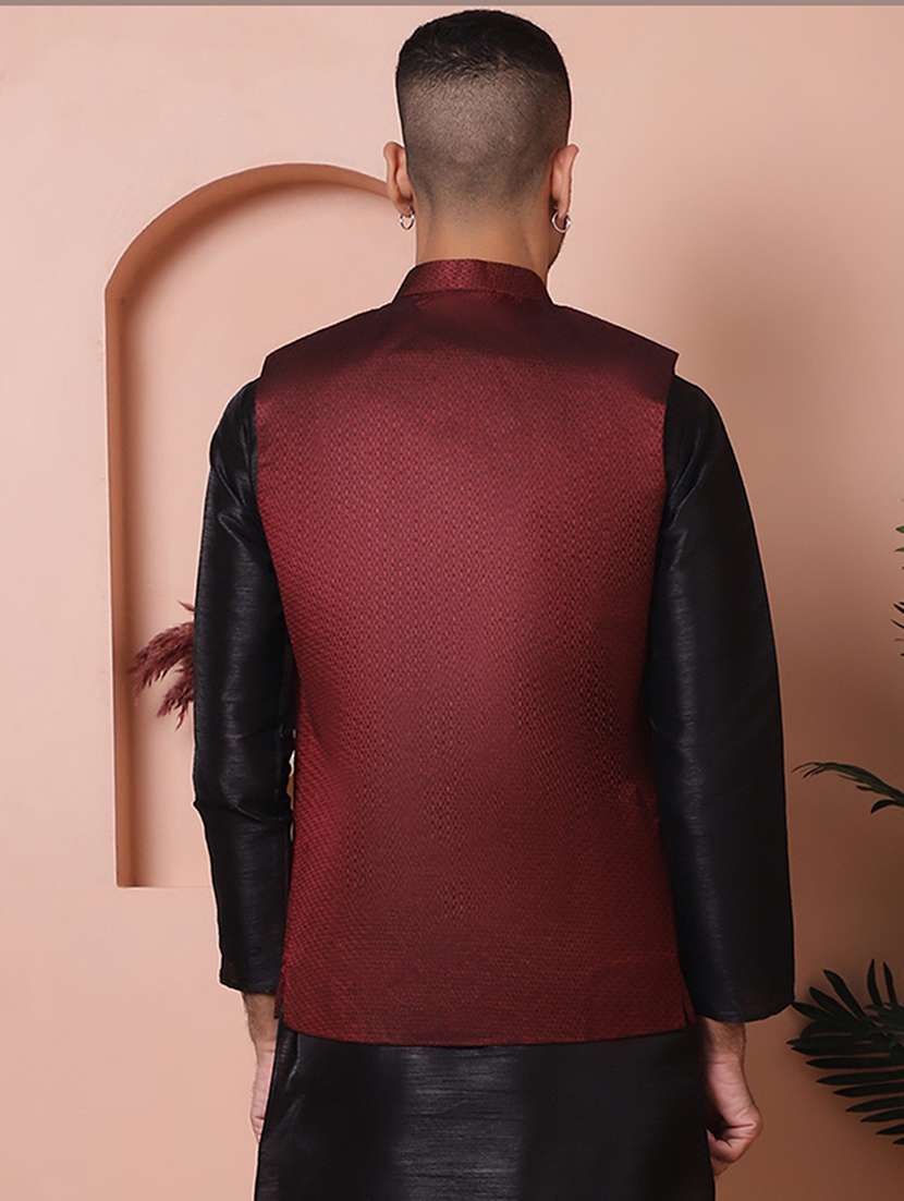 men mandarin neck self design nehru jacket - 21355668 -  Standard Image - 2