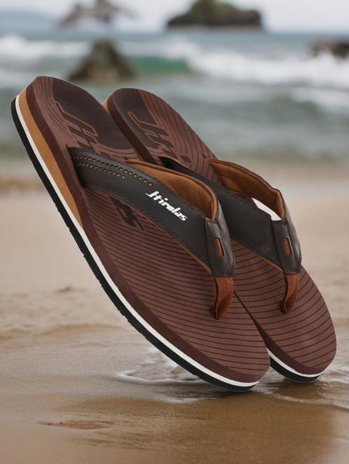 brown synthetic toe separator flip flops - 21356031 -  Standard Image - 0