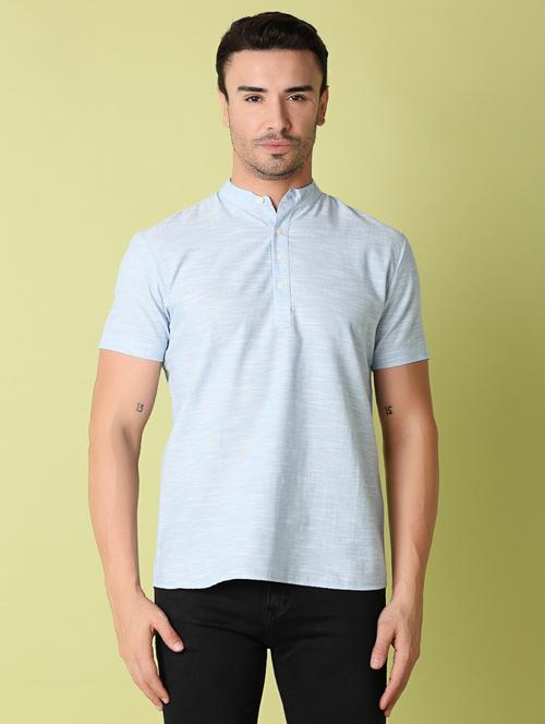 men blue solid casual shirt - 21356097 -  Standard Image - 0