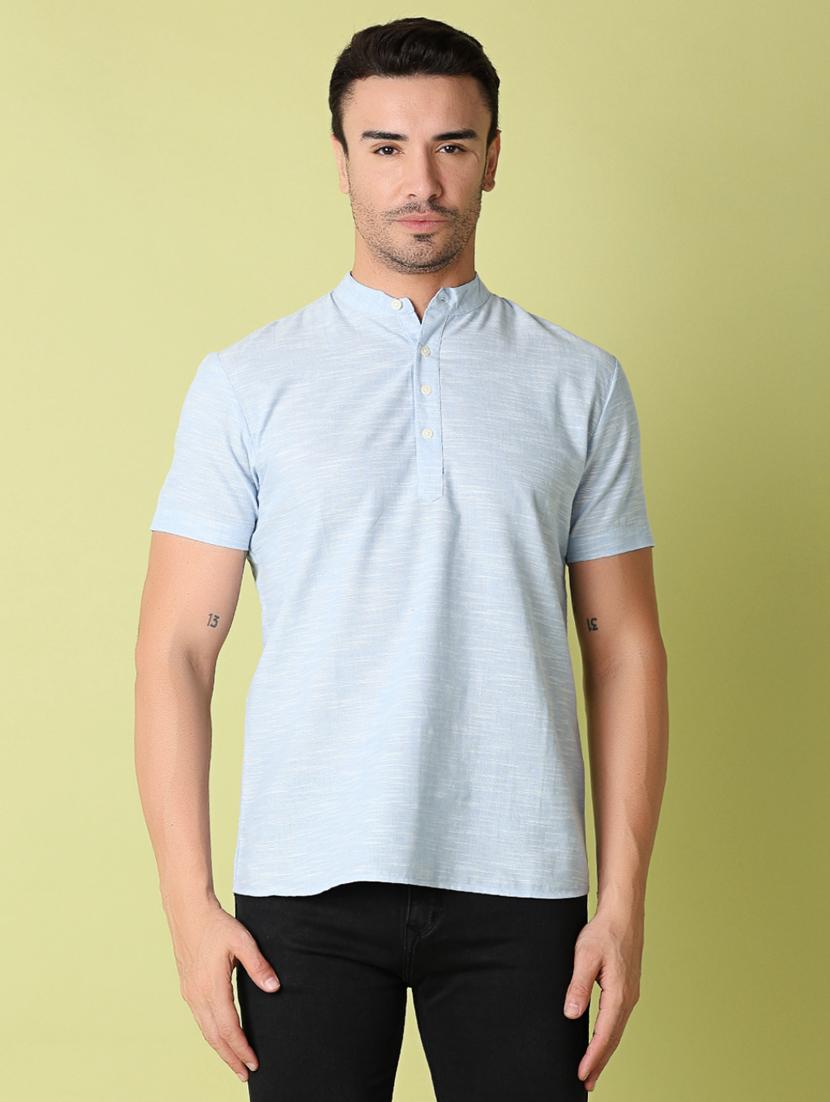 men blue solid casual shirt - 21356097 -  Zoom Image - 0