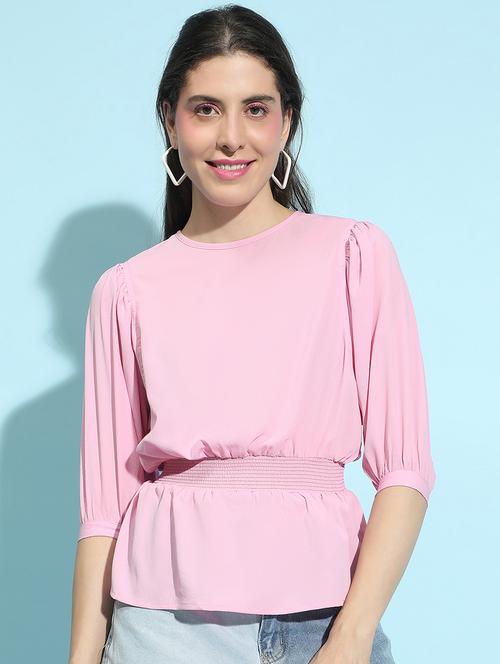 women round neck solid regular top - 21356416 -  Standard Image - 0