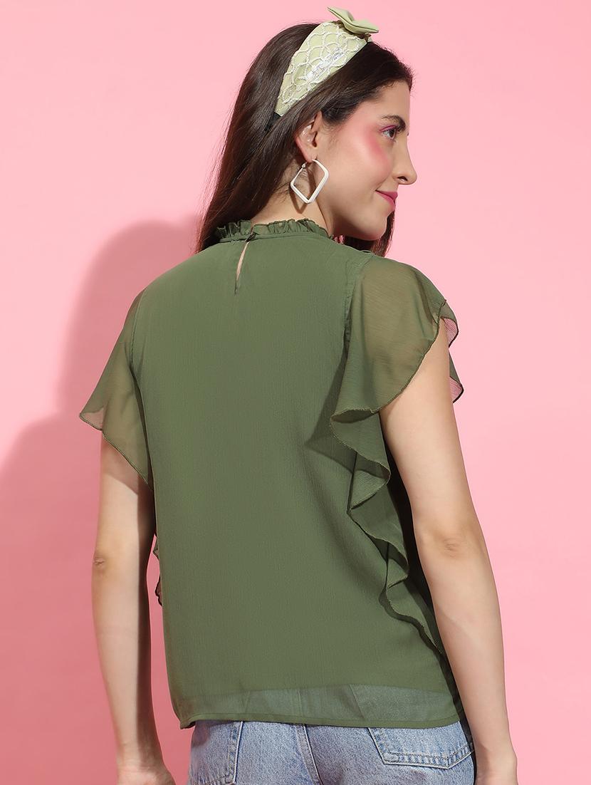 women green solid regular top - 21356433 - Standard Image - 2