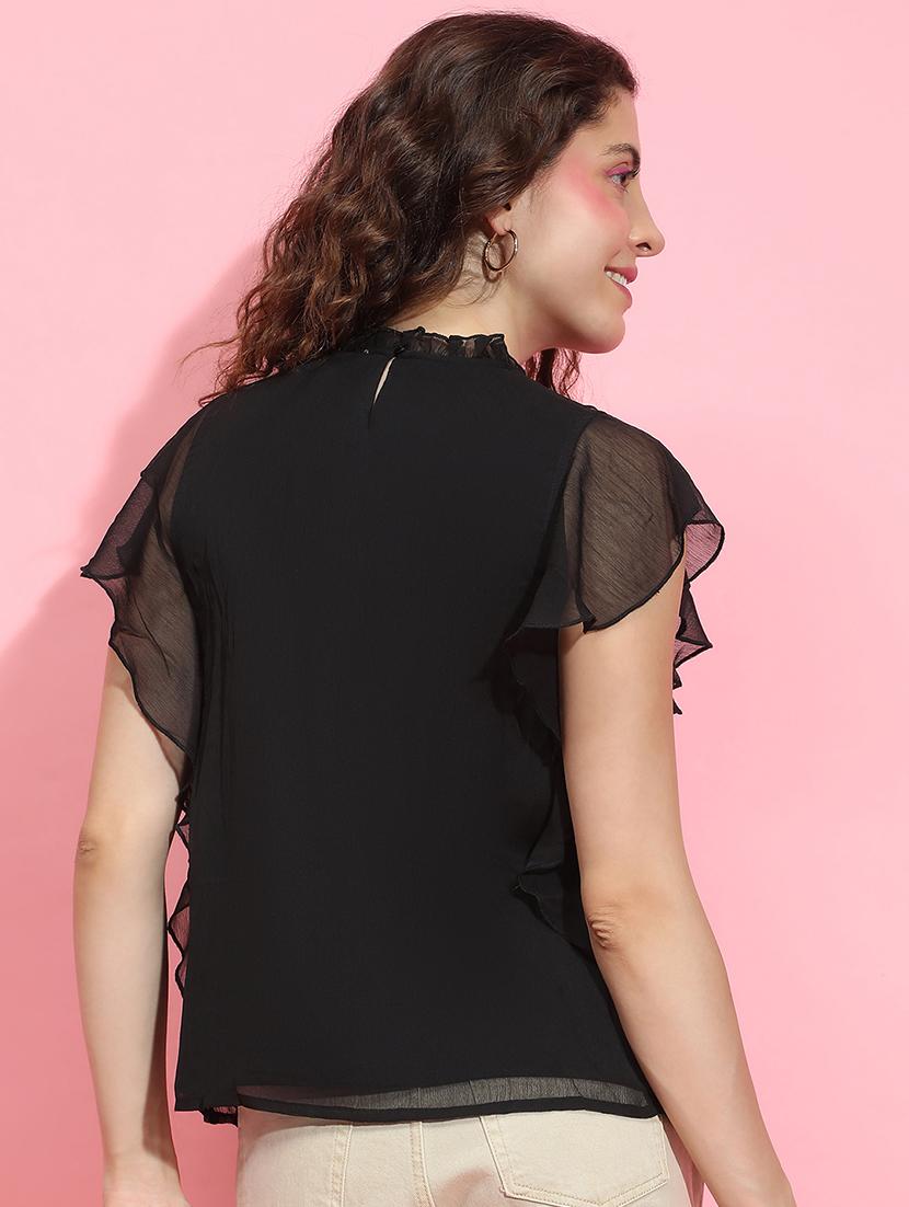 women black solid regular top - 21356434 - Standard Image - 2