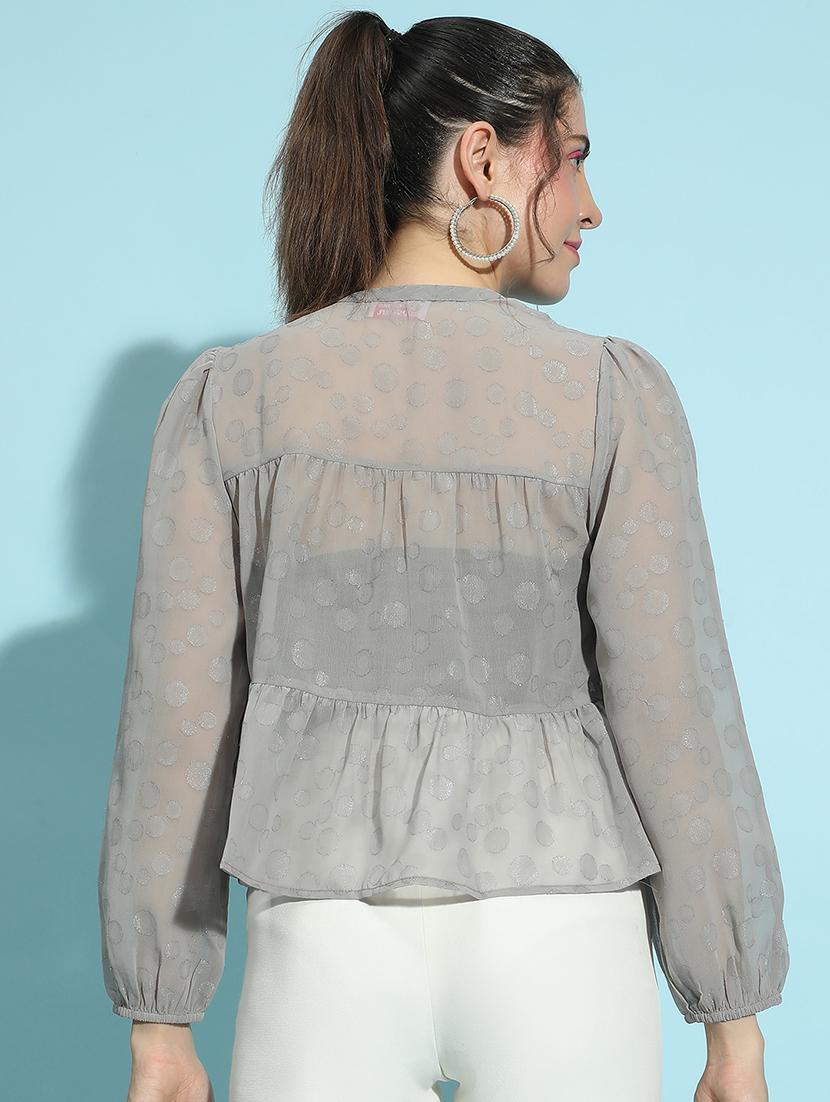 women grey self-designed regular top - 21356443 - Standard Image - 2
