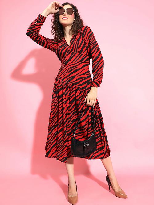 women animal print tiered dress - 21356452 - Standard Image - 0