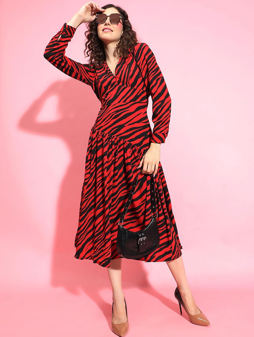 women animal print tiered dress - 21356452 - Zoom Image - 0