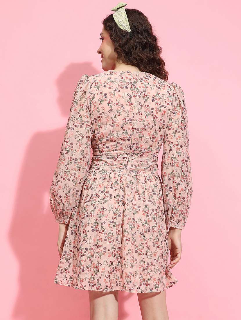 pink floral printed fit & flare dress - 21356458 -  Standard Image - 2