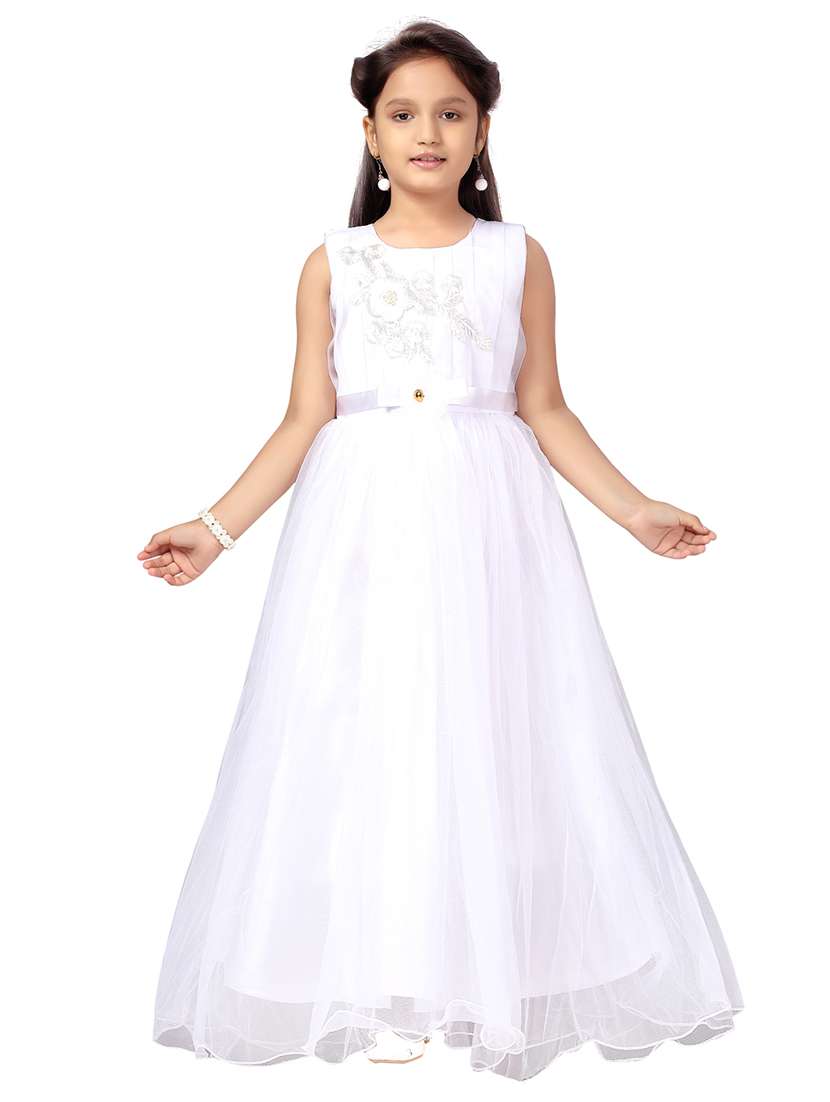 girls round neck party gown