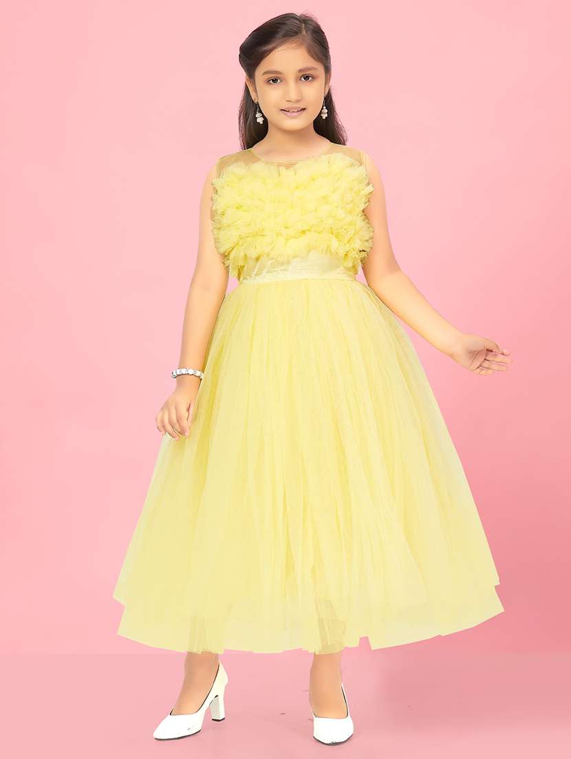 girls round neck party gown